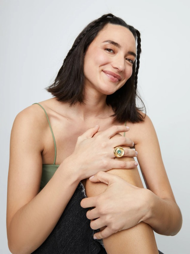 Anel em Forma de Olho com Cristal