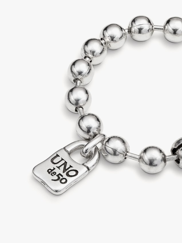 Pulseira de Contas com Pendente de Cadeado