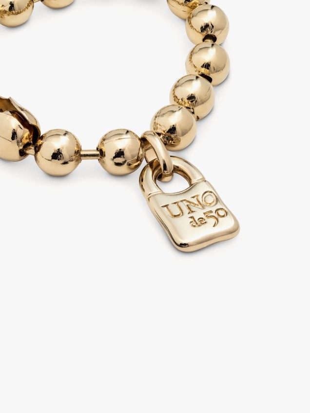 Pulseira de Contas com Pendente de Cadeado