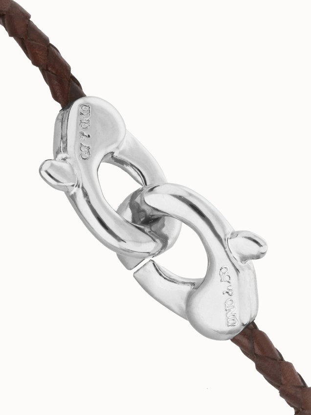 Pulseira em Pele Entrançada com Fecho de Mosquetão Duplo