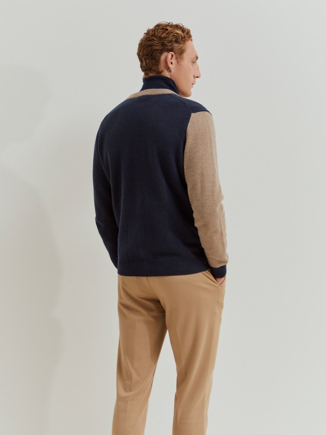 Casaco de Malha de Lã Bicolor