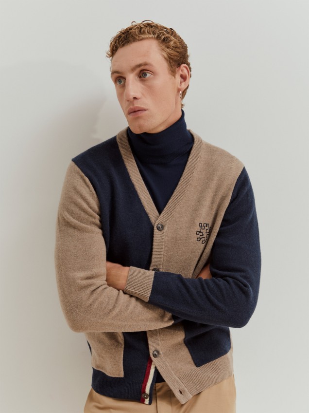 Casaco de Malha de Lã Bicolor