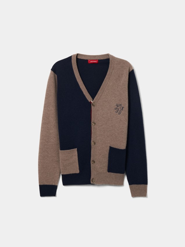 Casaco de Malha de Lã Bicolor