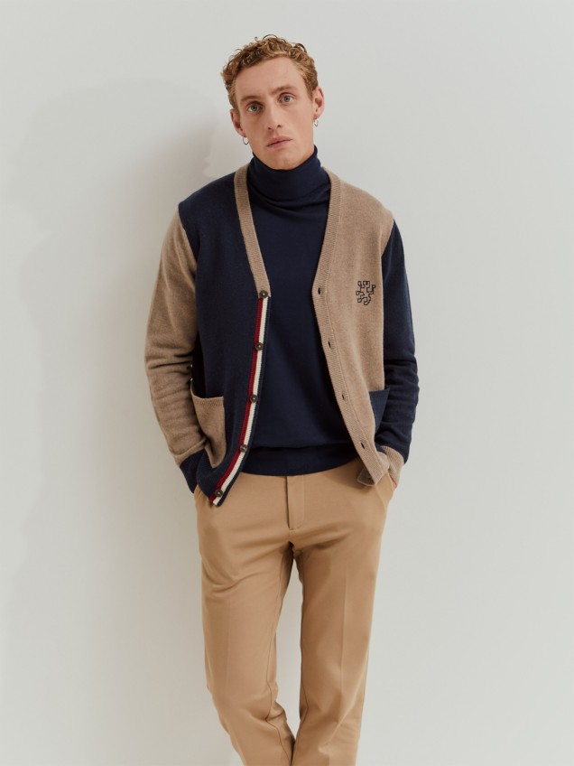 Casaco de Malha de L Bicolor