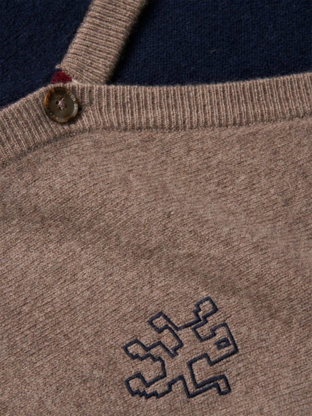 Casaco de Malha de Lã Bicolor