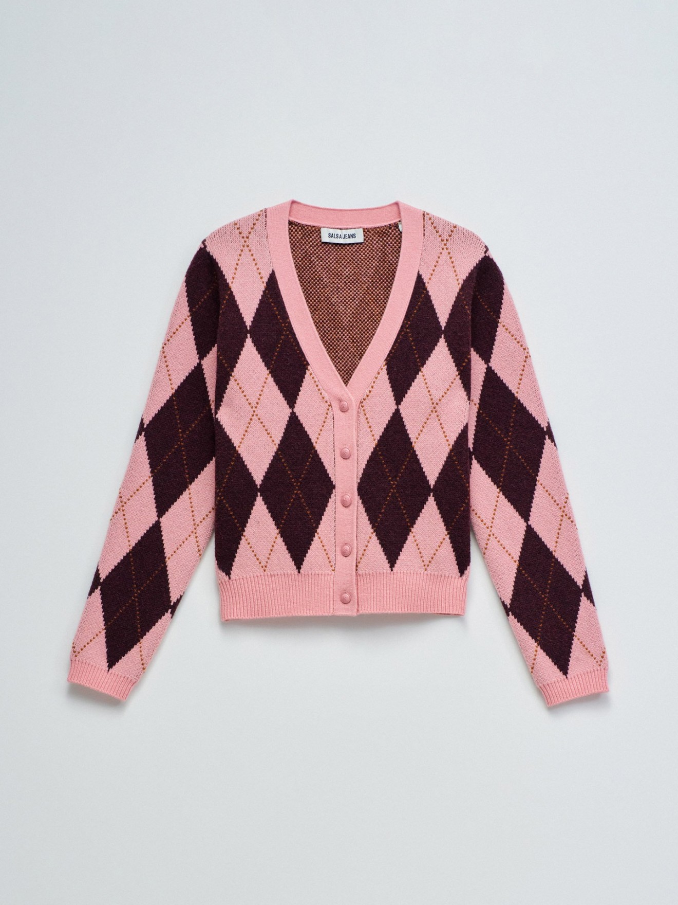 Casaco de Malha com Padrão de Losangos