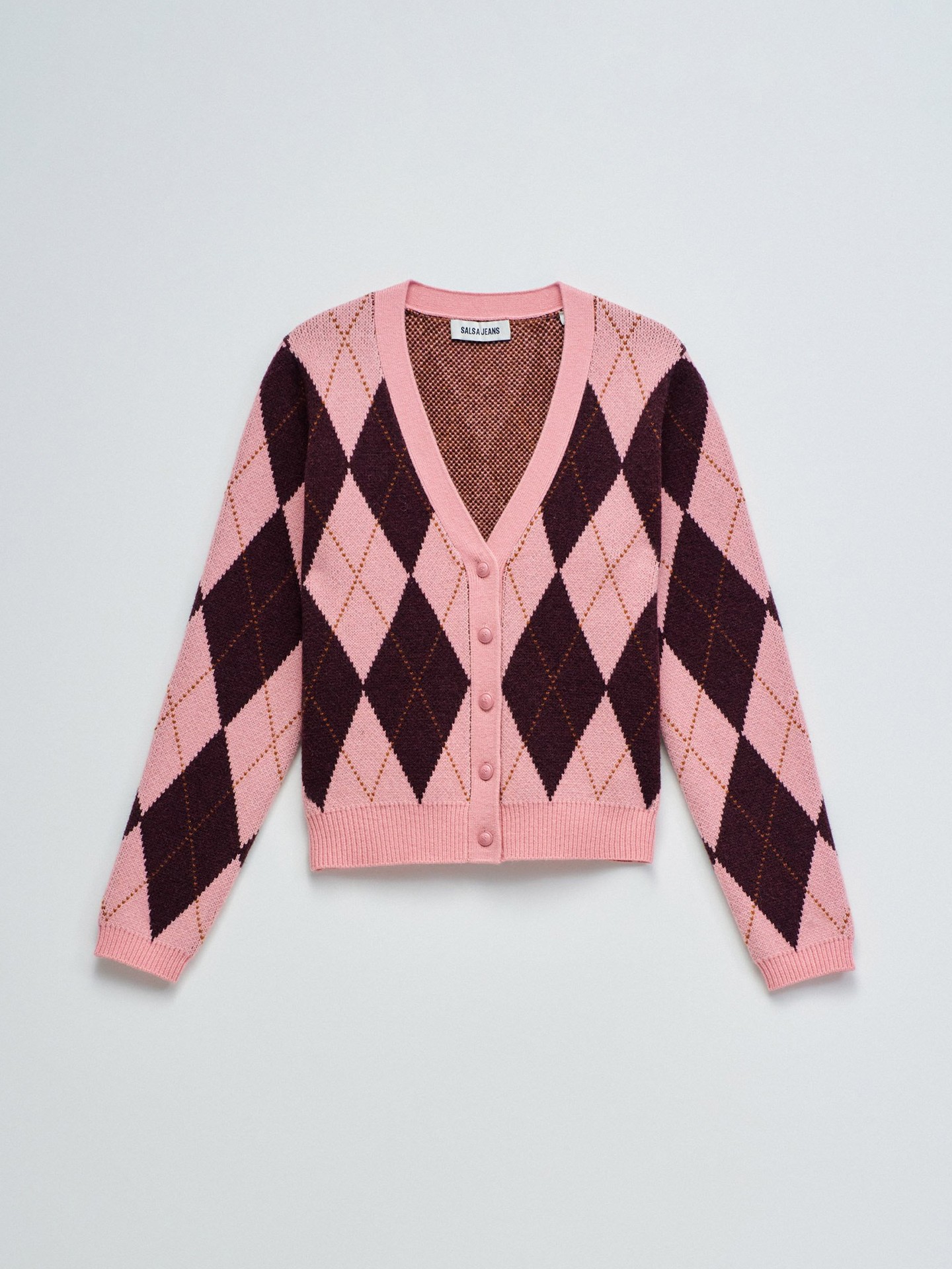 Casaco de Malha com Padrão de Losangos