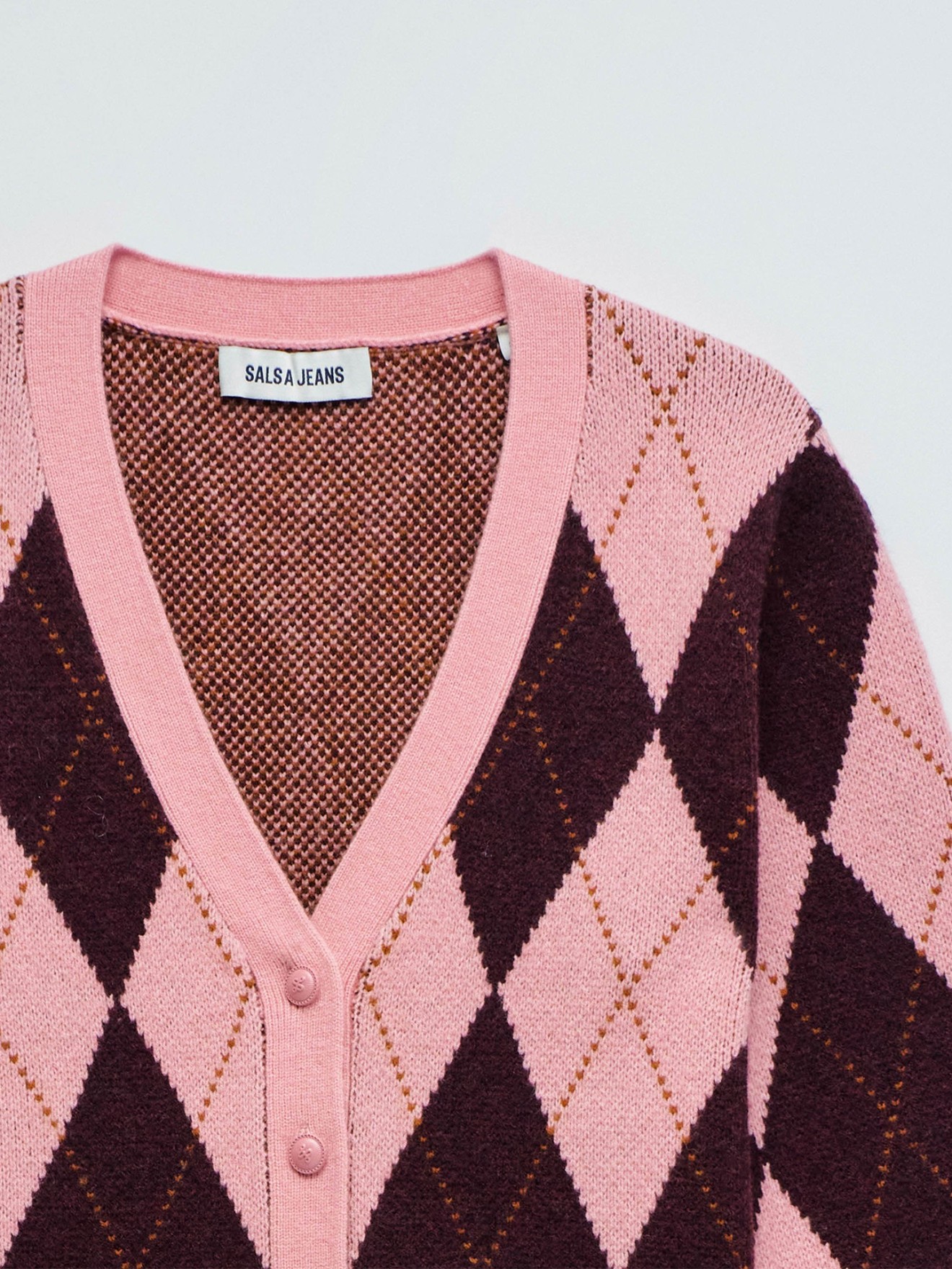 Casaco de Malha com Padrão de Losangos