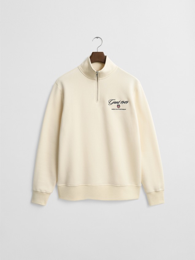 Sweatshirt com Gola Alta de Meio Fecho