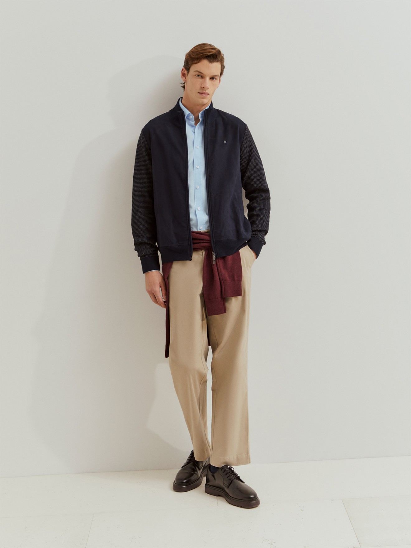 Casaco Combinado de Gola Alta