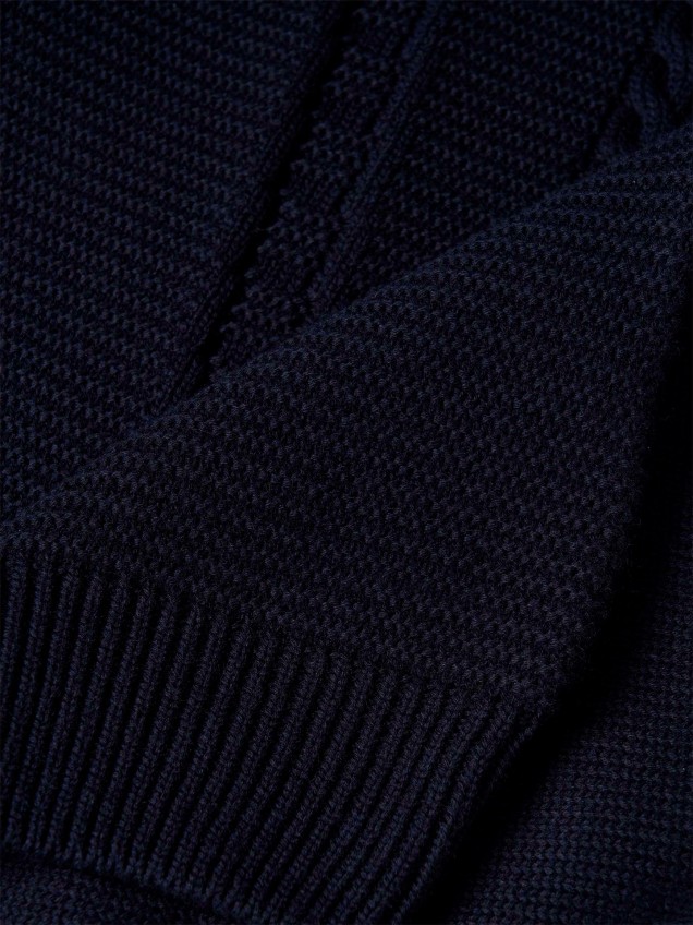 Camisola de Gola Alta em Malha Entrançada