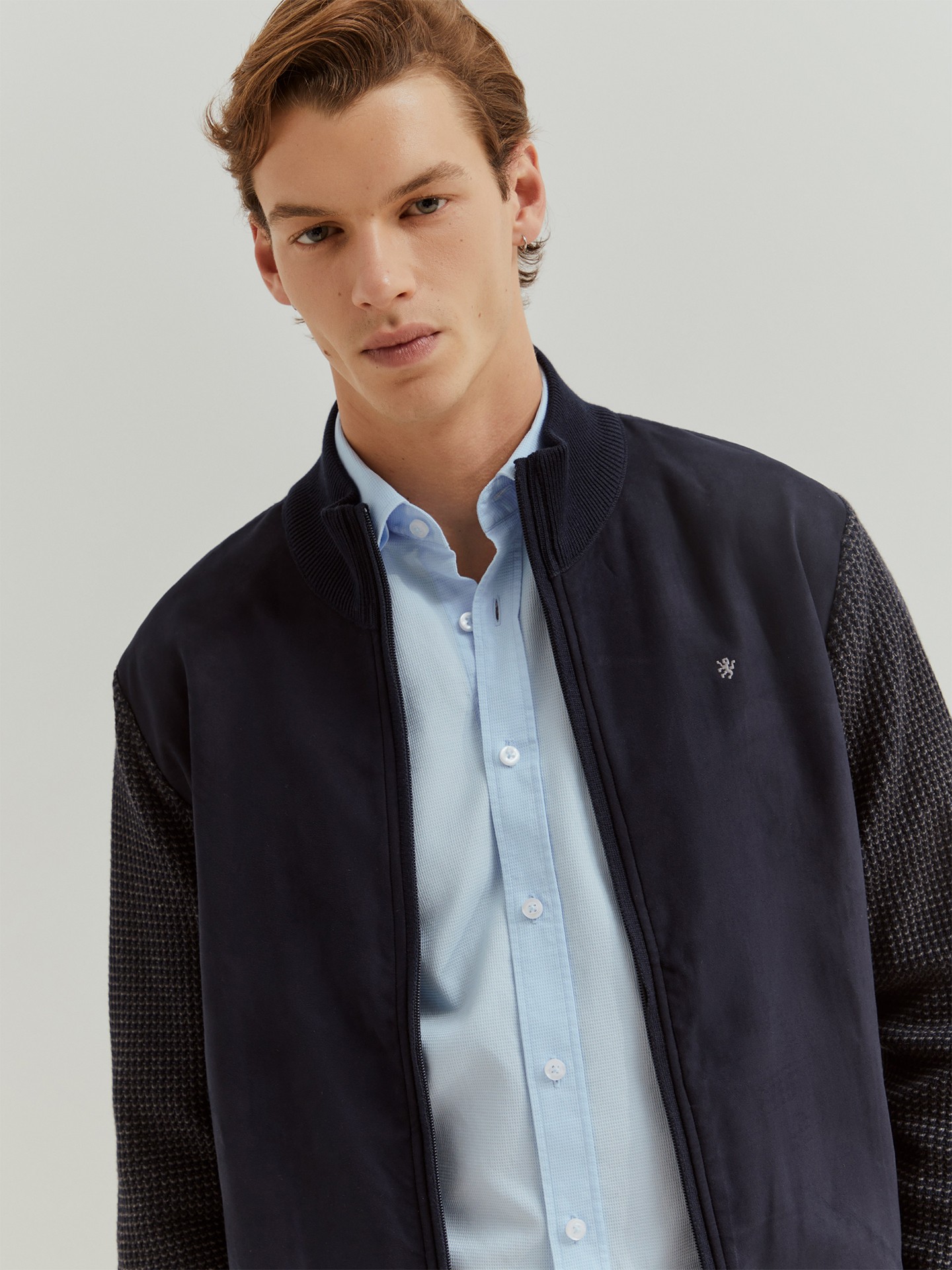 Casaco Combinado de Gola Alta