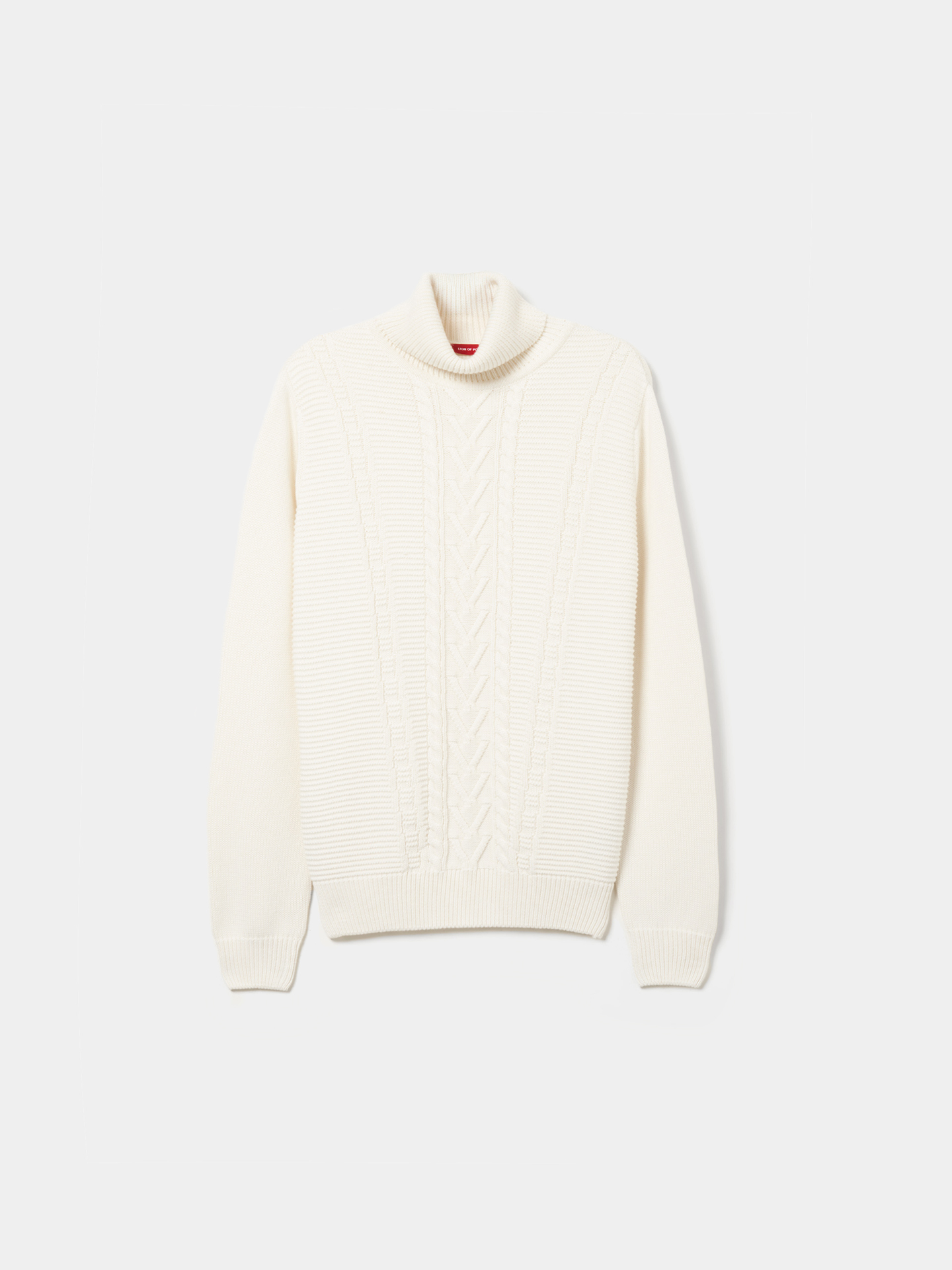 Camisola de Gola Alta em Malha Entrançada