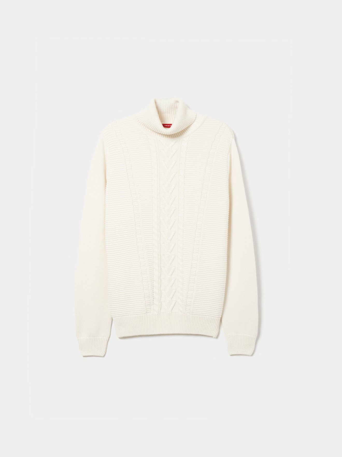 Camisola de Gola Alta em Malha Entrançada