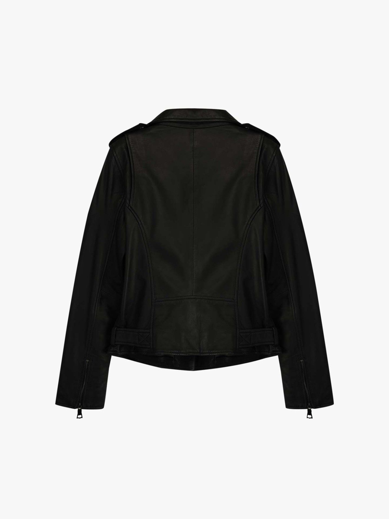 Bluso de Pele com Gola de Lapela