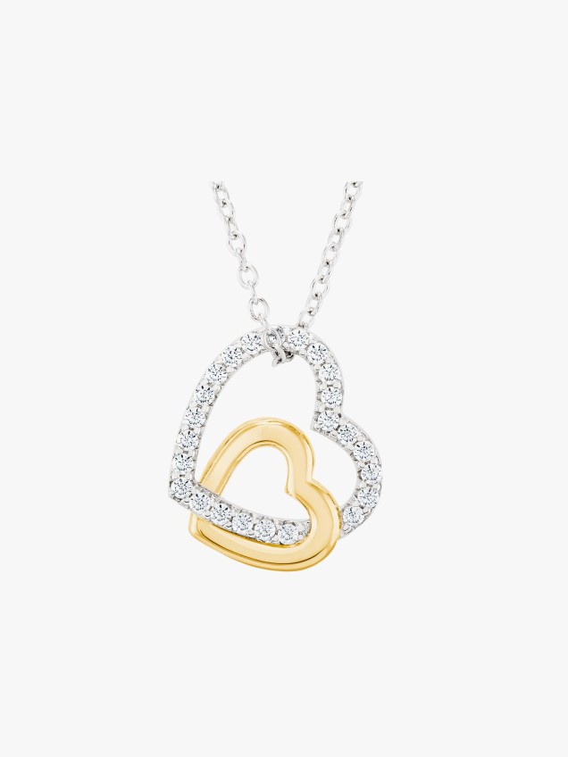 Colar Classy Double Heart Bicolor