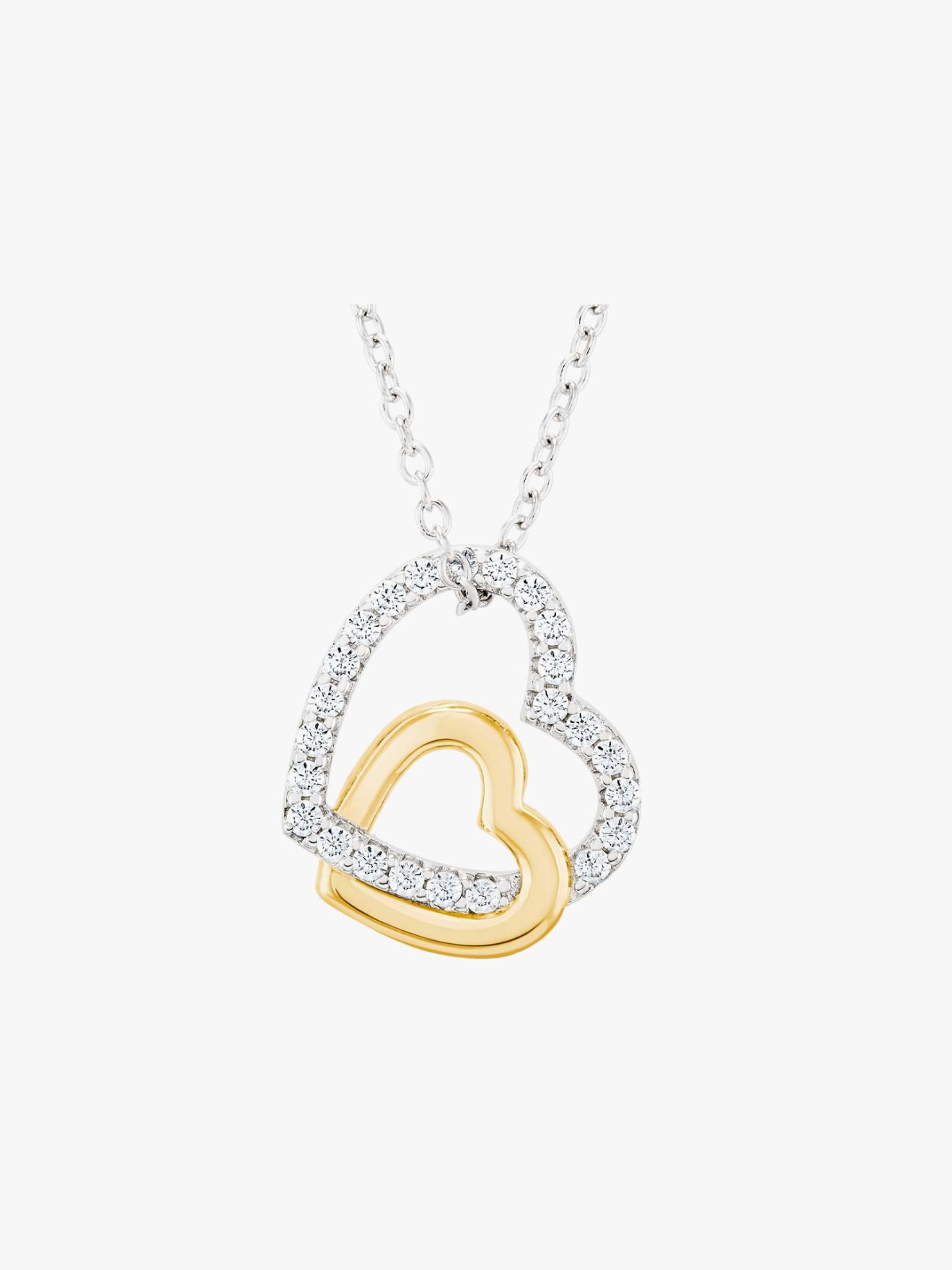 Colar Classy Double Heart Bicolor