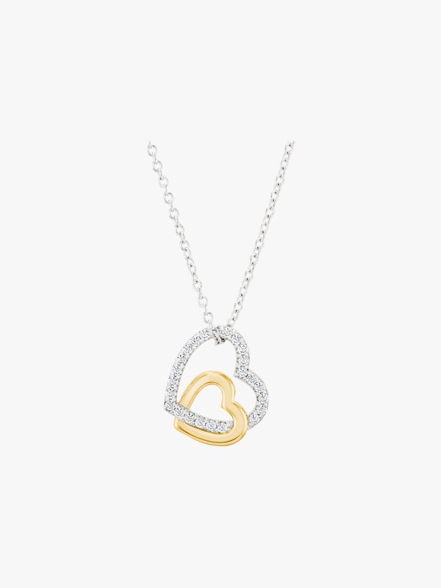 Colar Classy Double Heart Bicolor