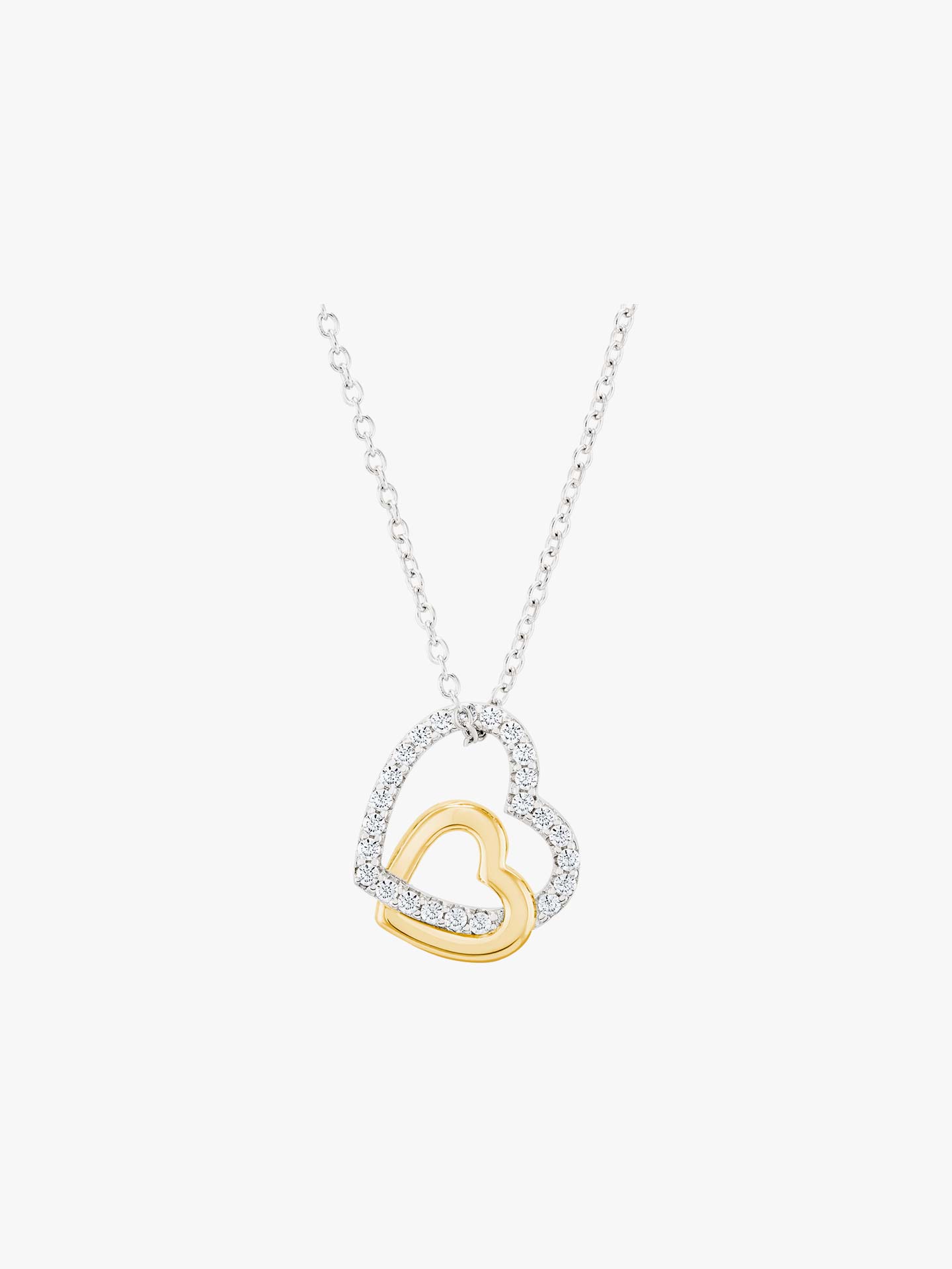 Colar Classy Double Heart Bicolor