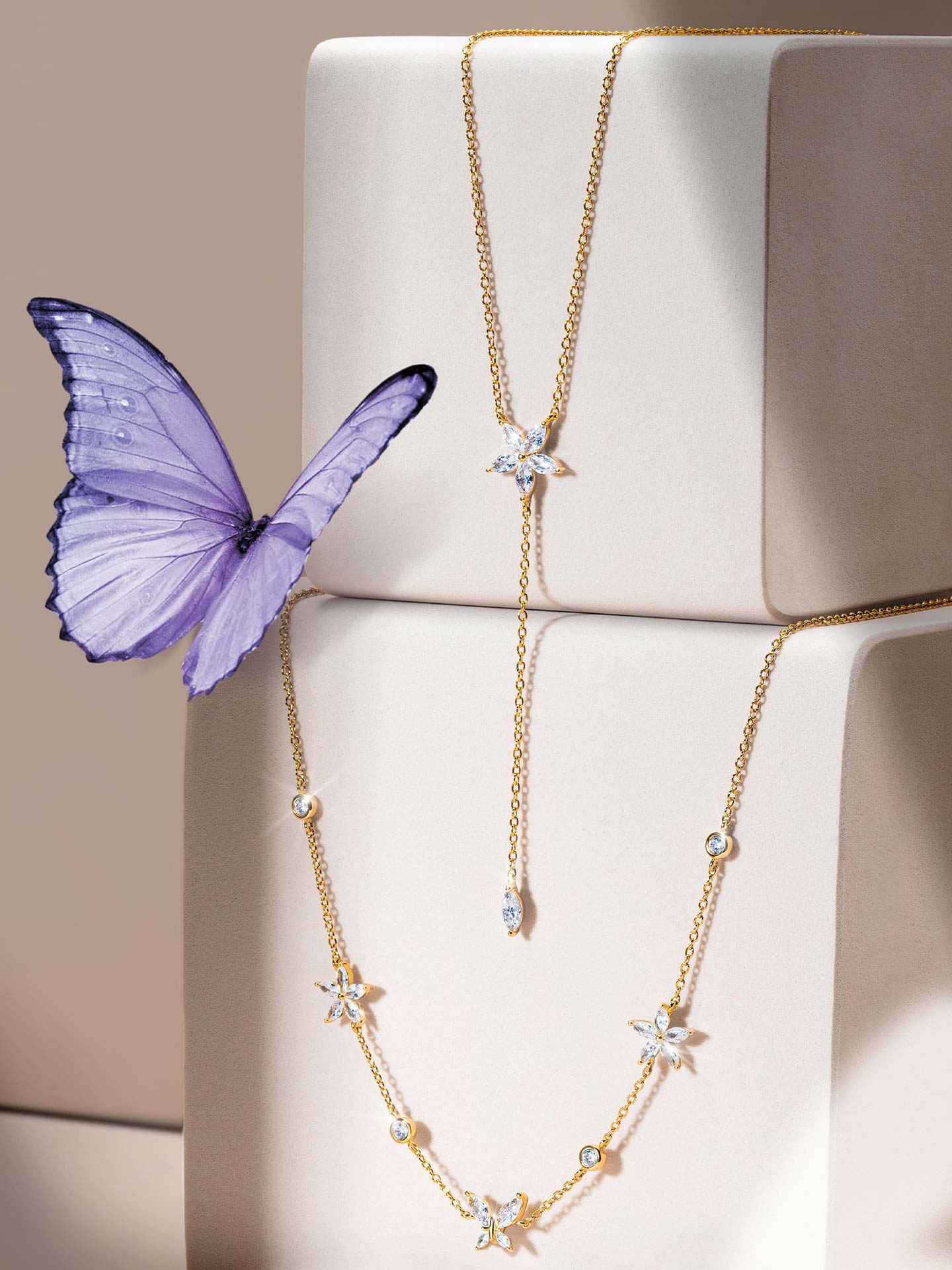 Colar Matchy Navete Flowers and Butterfly