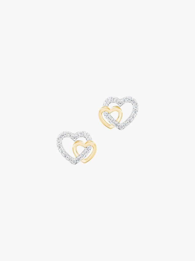 Brincos Classy Two Hearts Golden