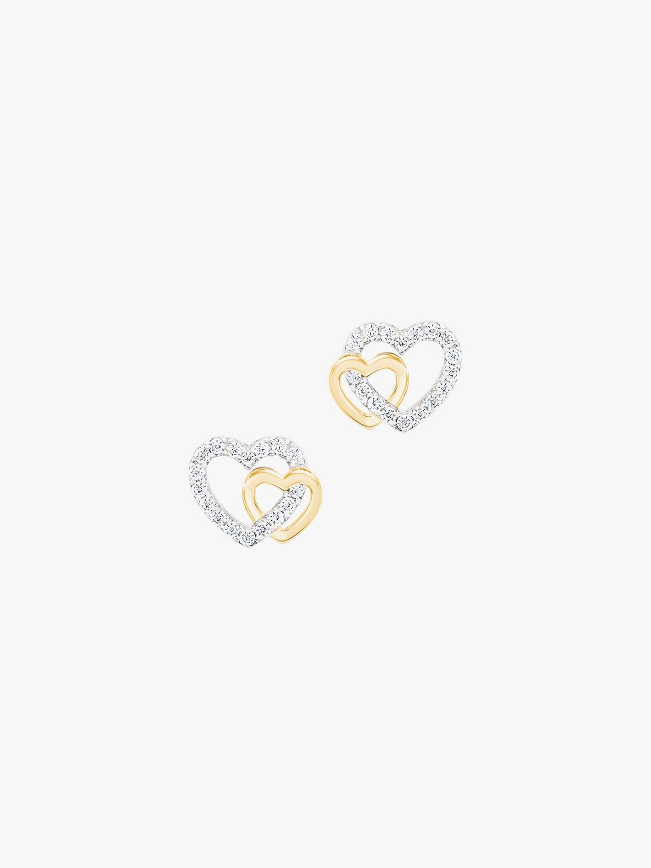 Brincos Classy Two Hearts Golden