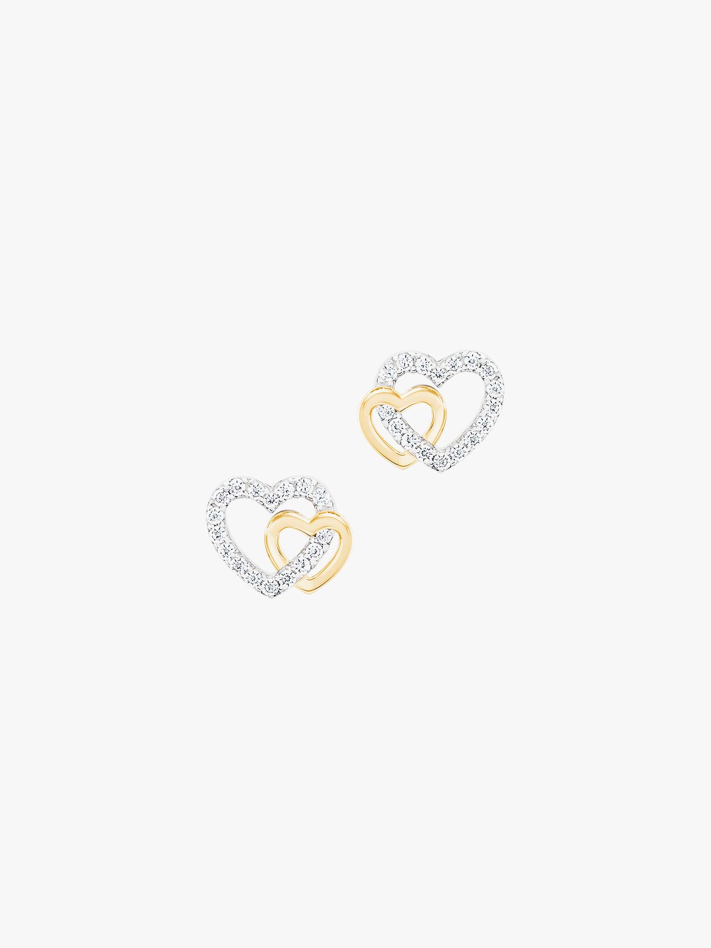 Brincos Classy Two Hearts Golden