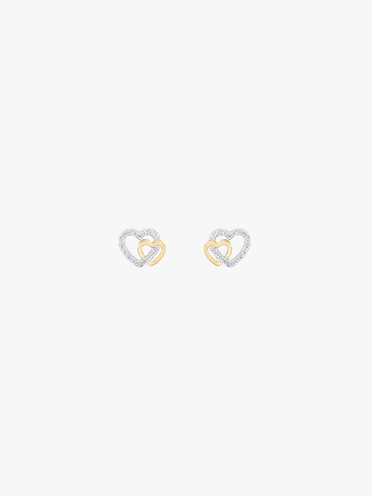 Brincos Classy Two Hearts Golden