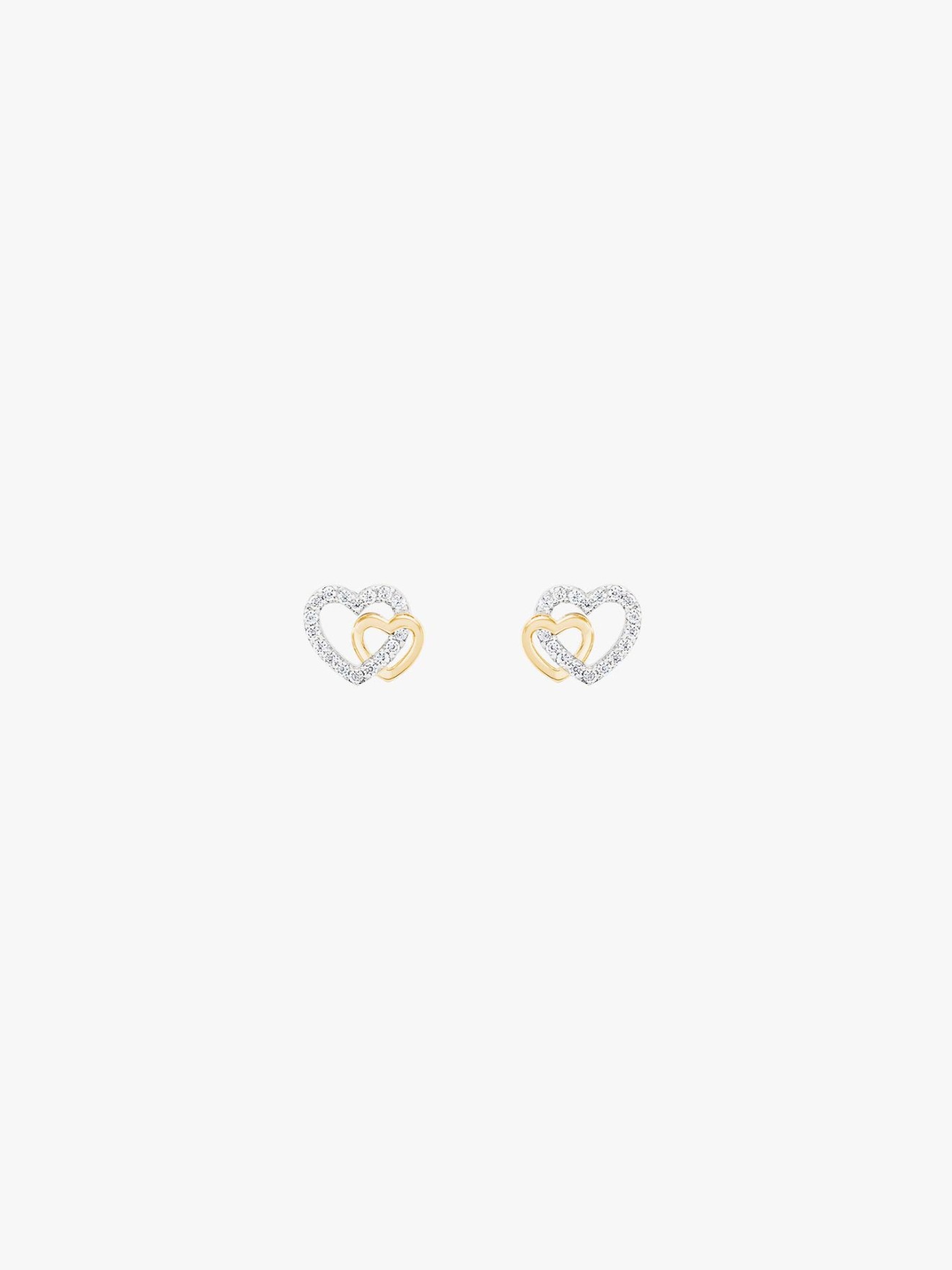 Brincos Classy Two Hearts Golden