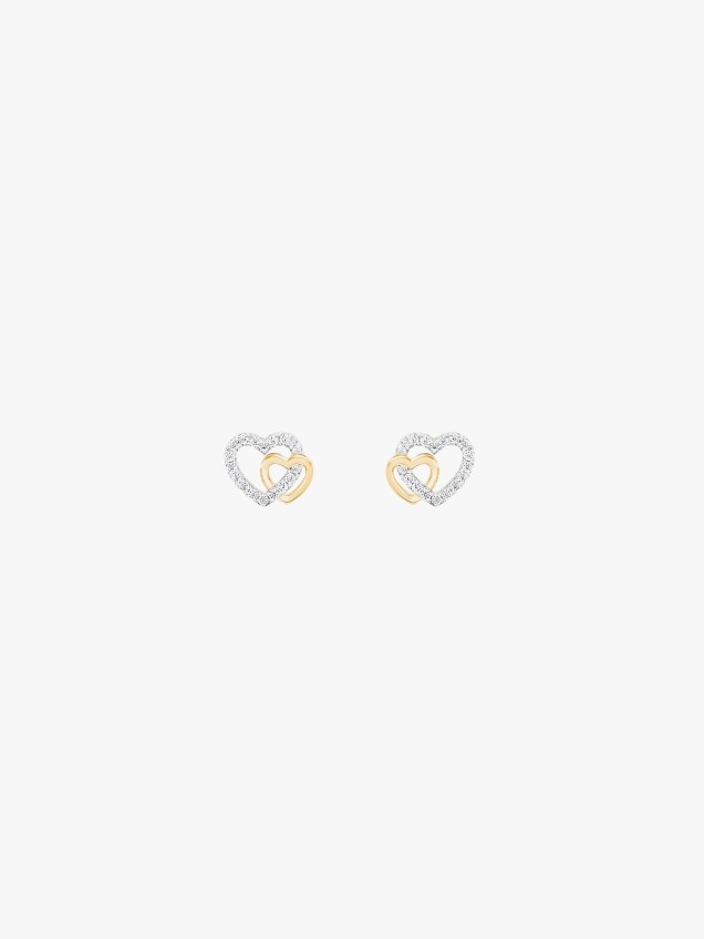 Brincos Classy Two Hearts Golden