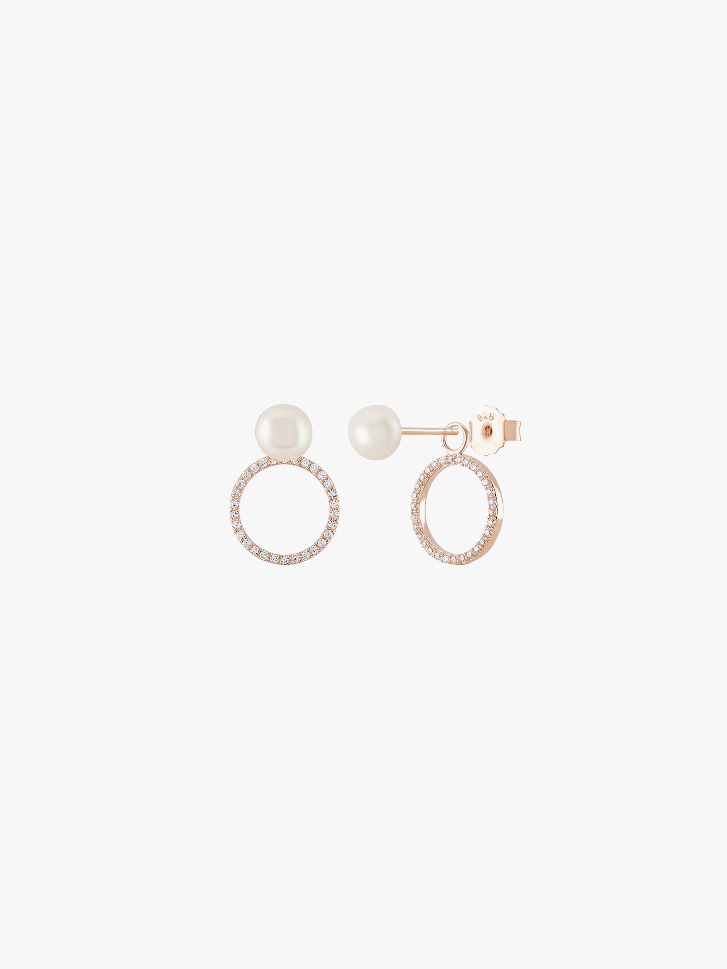 Brincos Love in Rose Circle Pearls