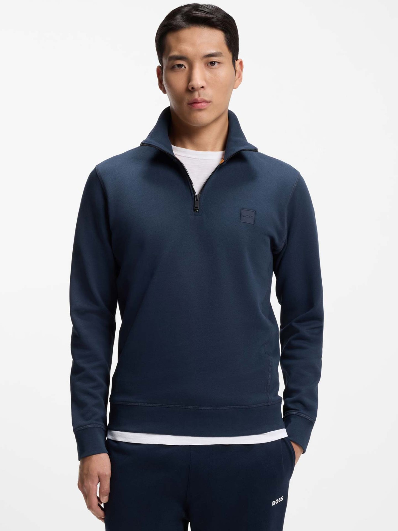 Sweatshirt com Gola de Meio-fecho