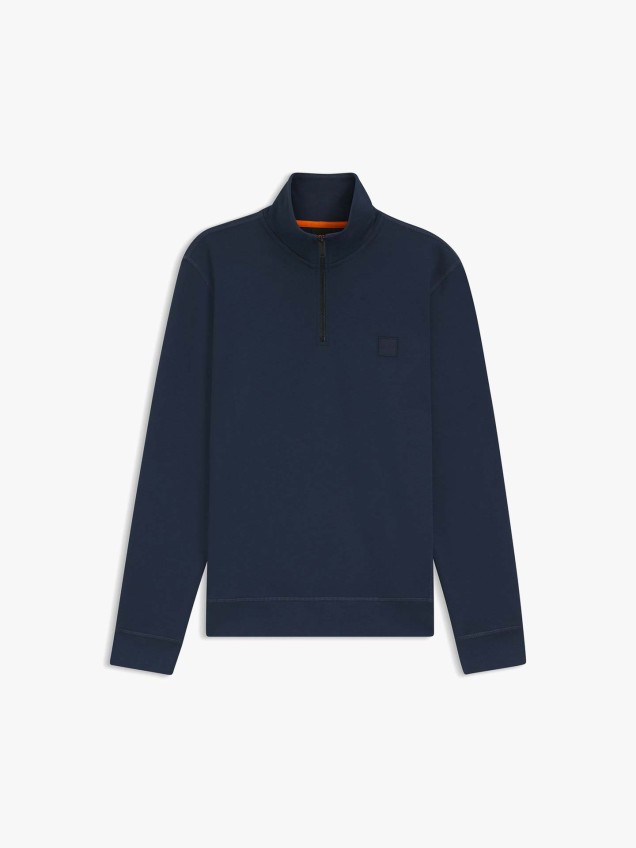 Sweatshirt com Gola de Meio-fecho
