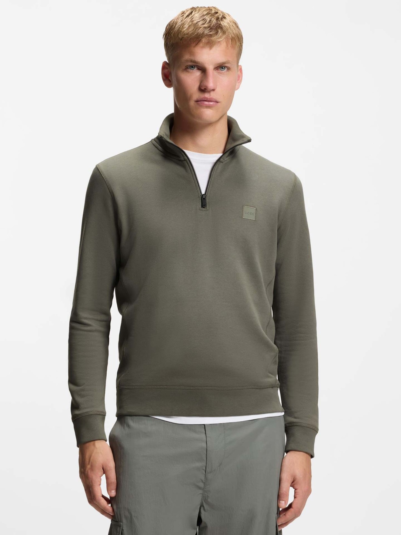 Sweatshirt com Gola de Meio-fecho