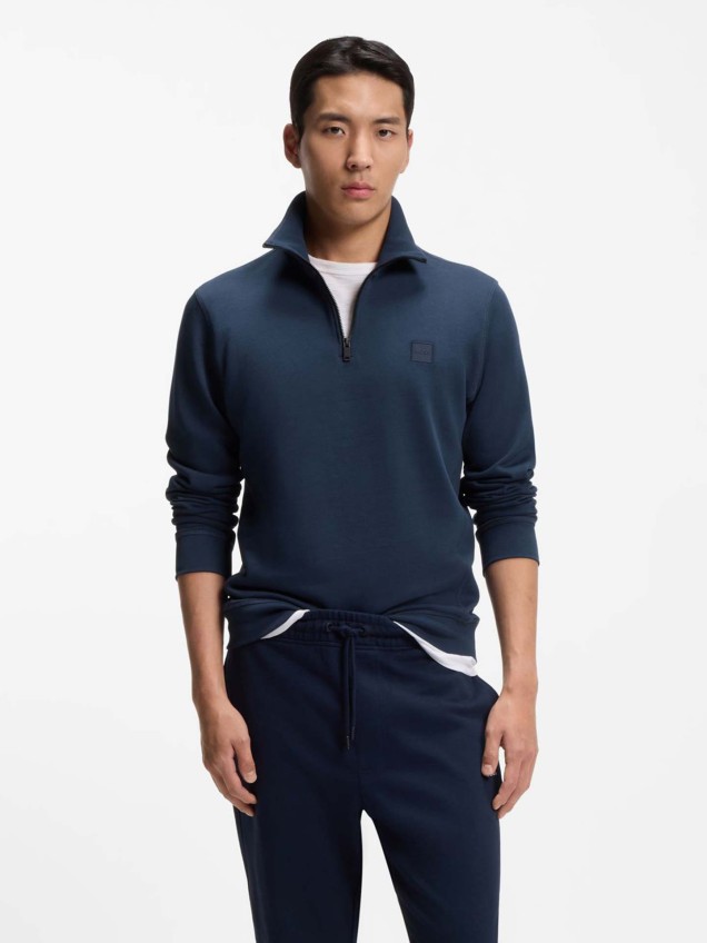 Sweatshirt com Gola de Meio-fecho