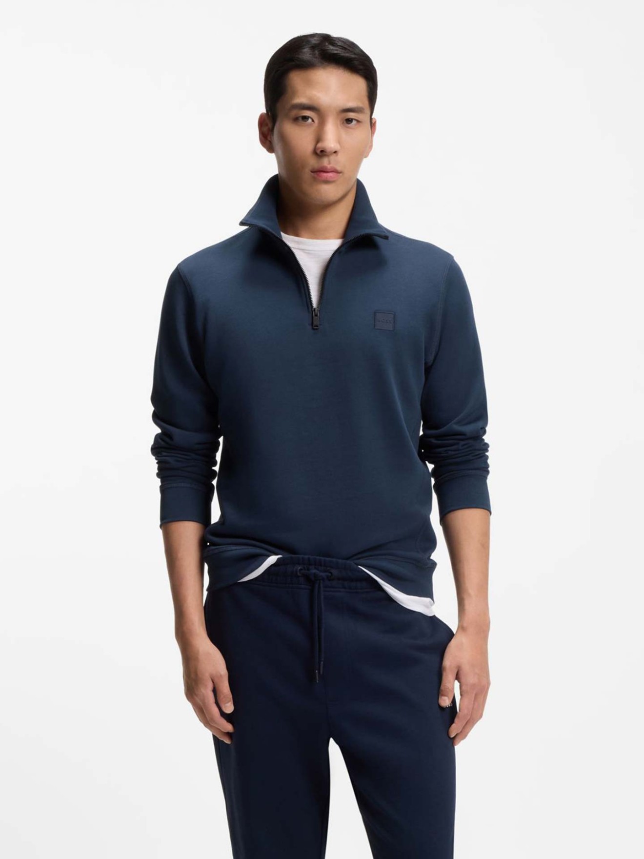 Sweatshirt com Gola de Meio-fecho