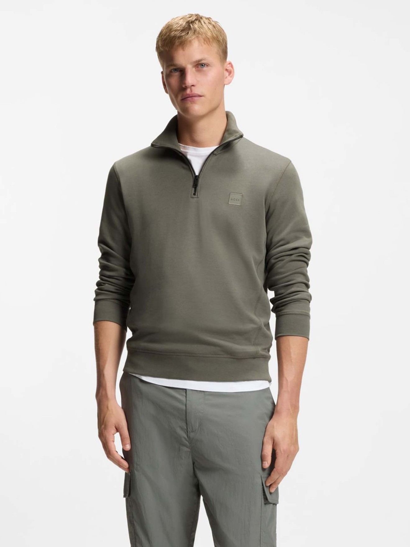 Sweatshirt com Gola de Meio-fecho