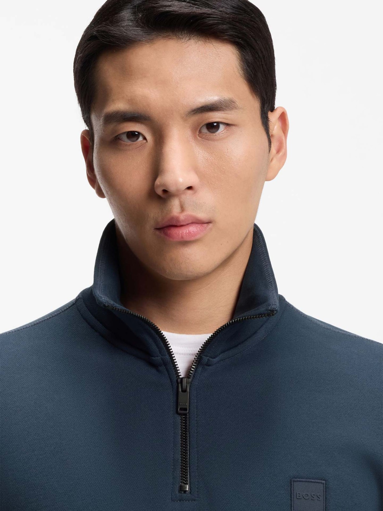 Sweatshirt com Gola de Meio-fecho