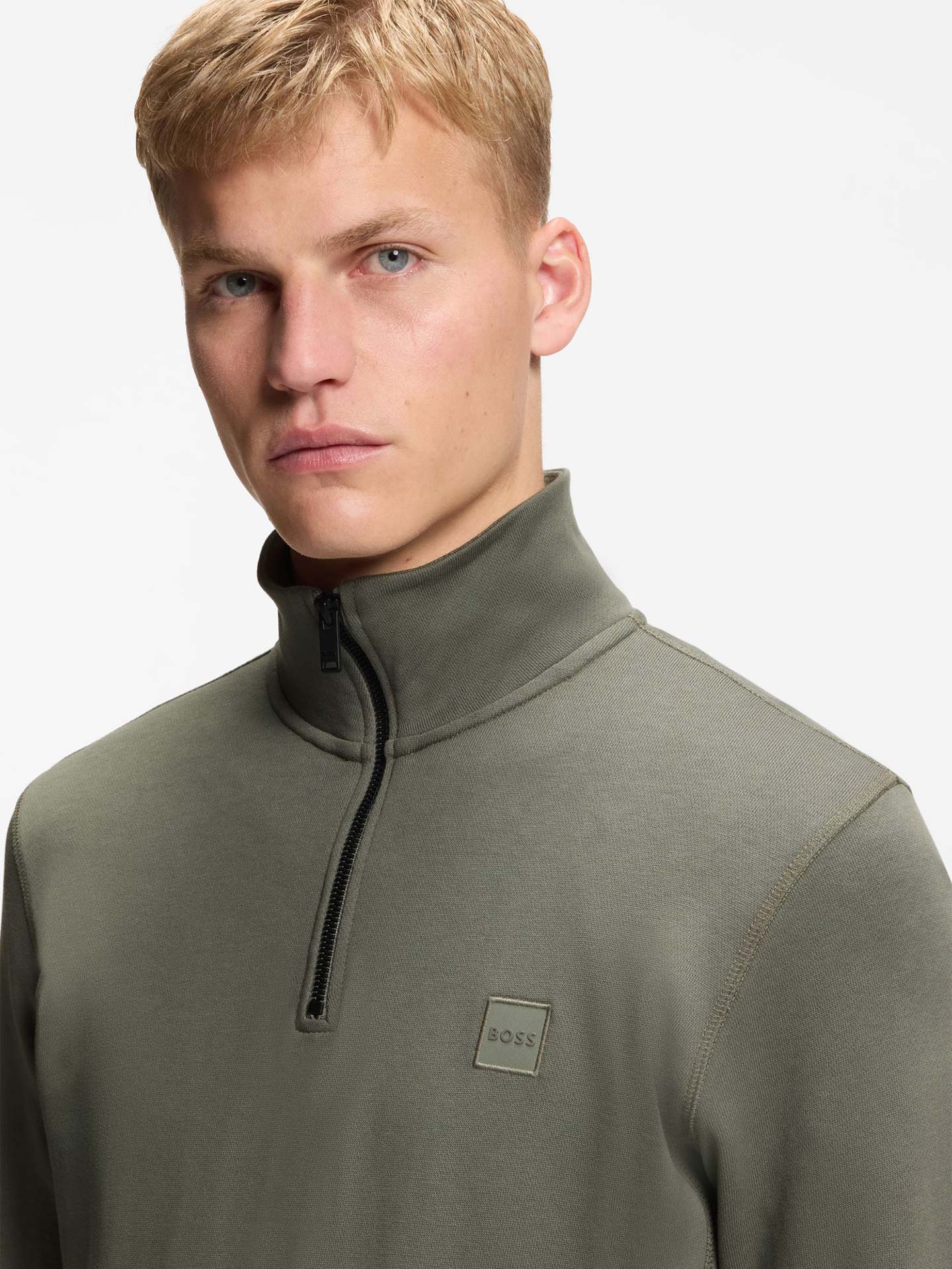 Sweatshirt com Gola de Meio-fecho