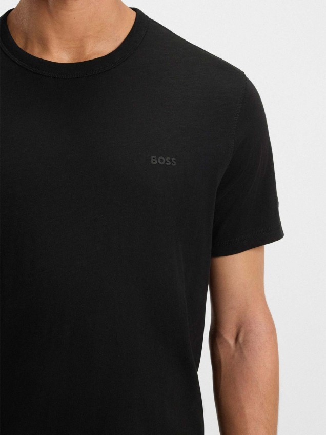 T-shirt de Algodão Slub com Logótipo