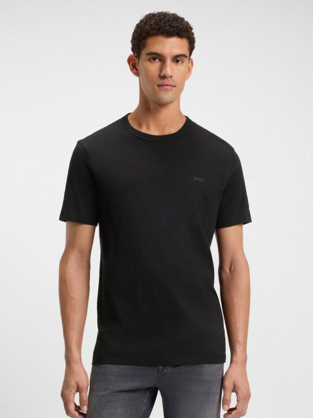 T-shirt de Algodão Slub com Logótipo