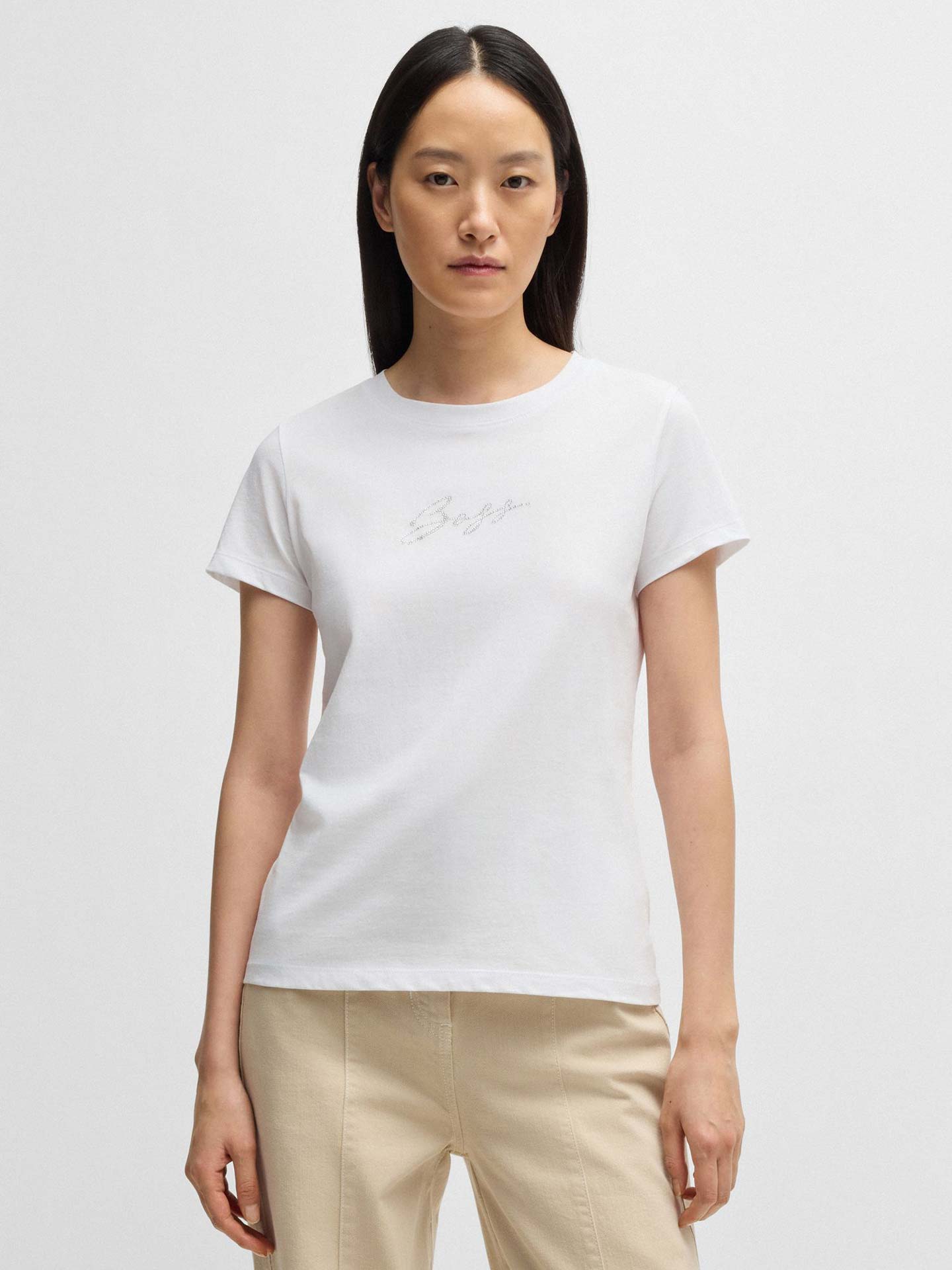 T-shirt com Logótipo em Strass