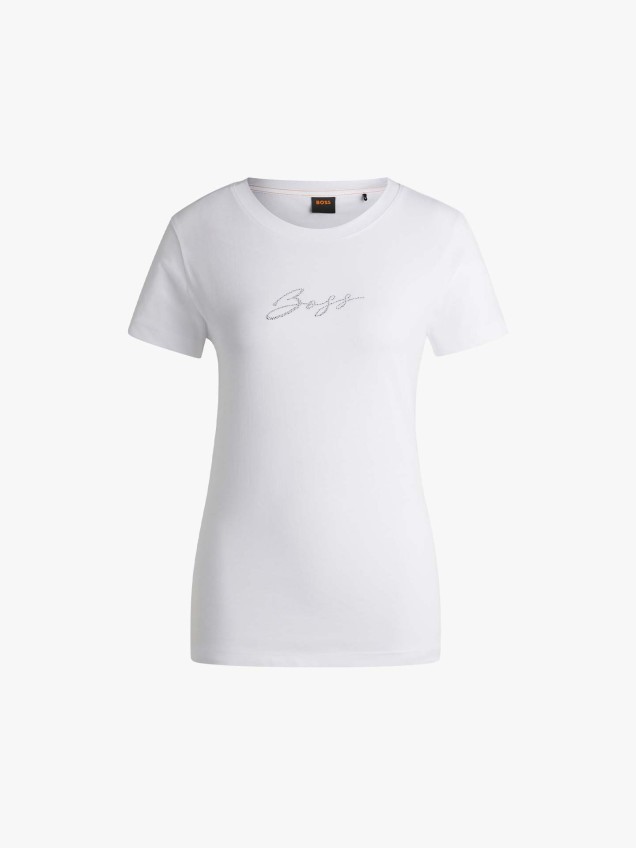T-shirt com Logótipo em Strass