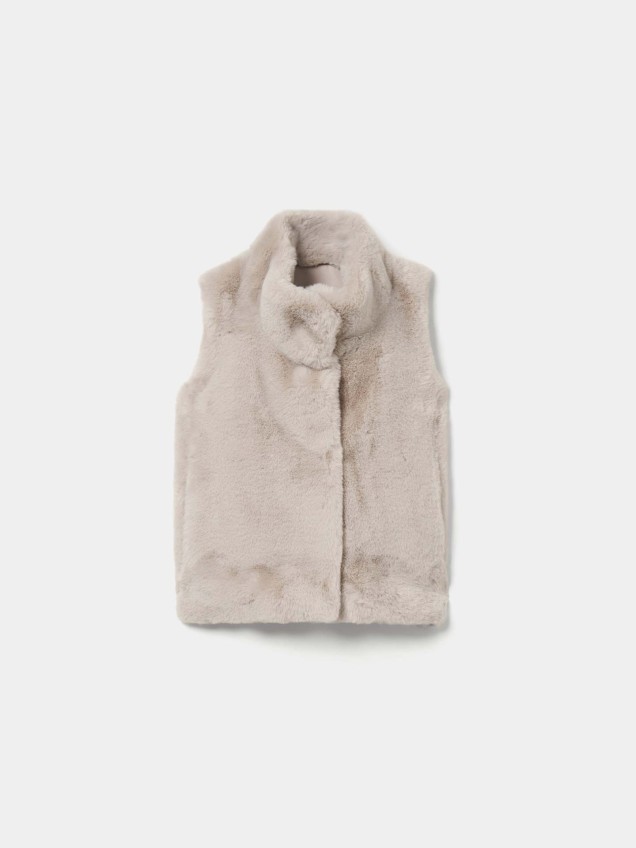 Colete de Pelo com Gola Alta