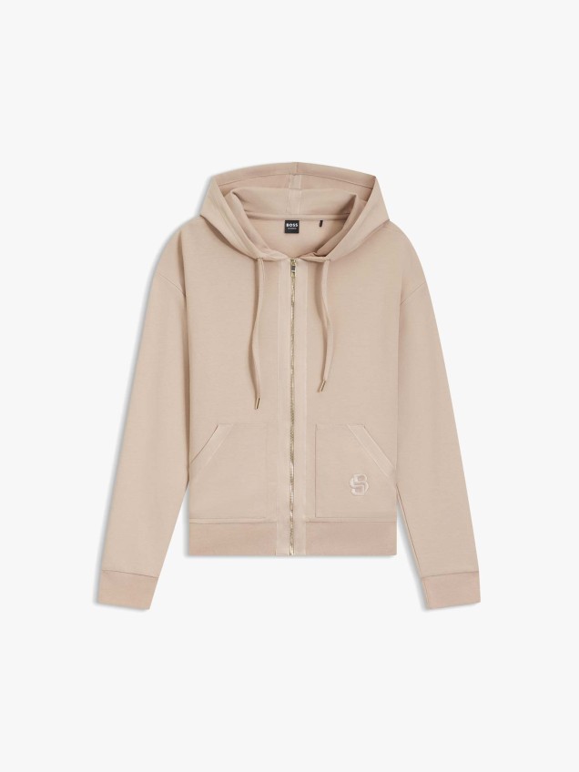 Casaco com Capuz e Fecho de Correr com Monograma