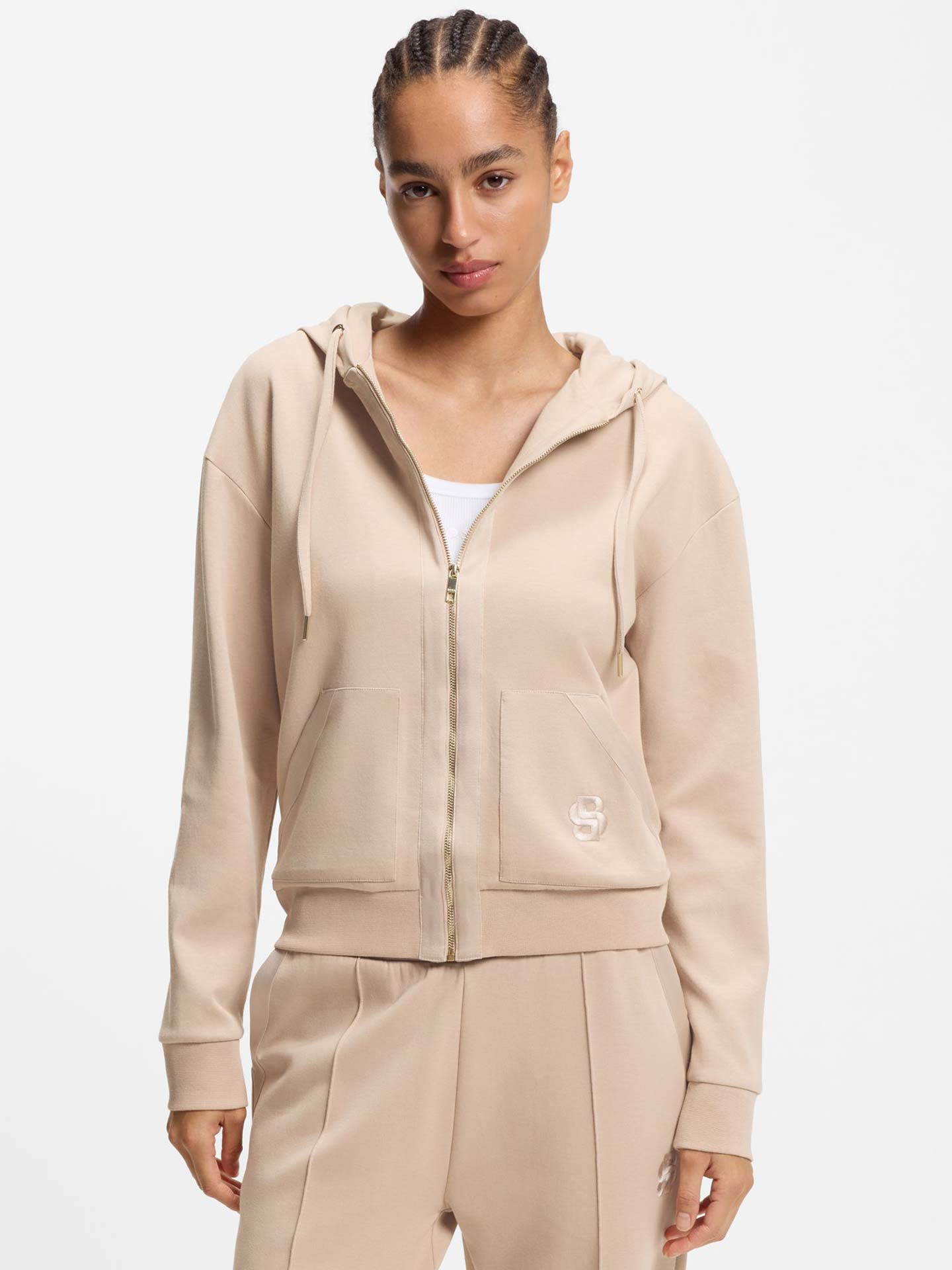 Casaco com Capuz e Fecho de Correr com Monograma