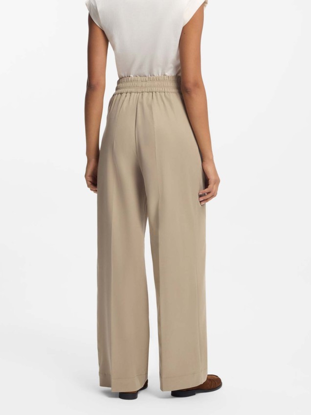 Calças de Perna Larga com Cintura Elástica