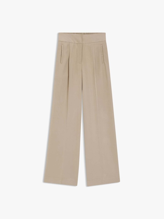 Calças de Perna Larga com Cintura Elástica