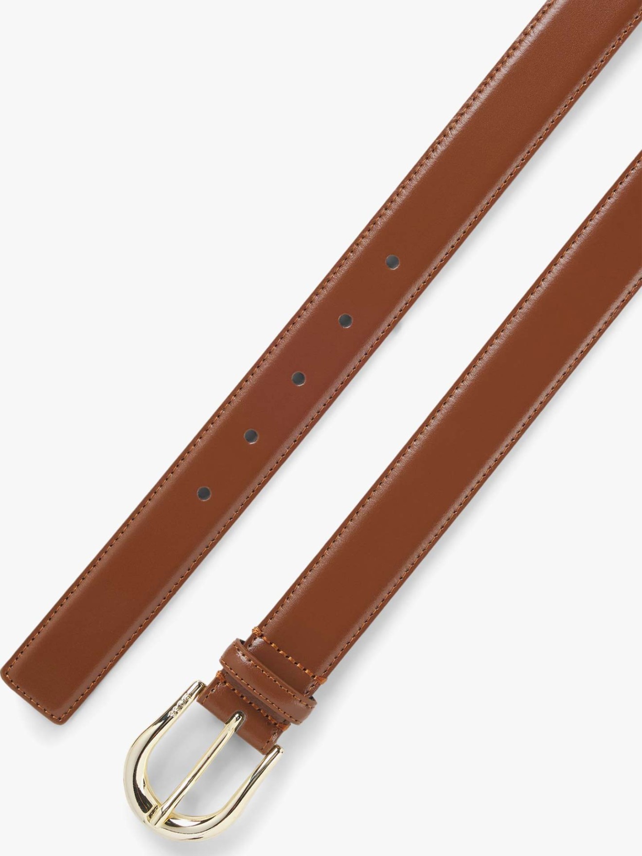 Cinto em Pele com Fivela Dourada