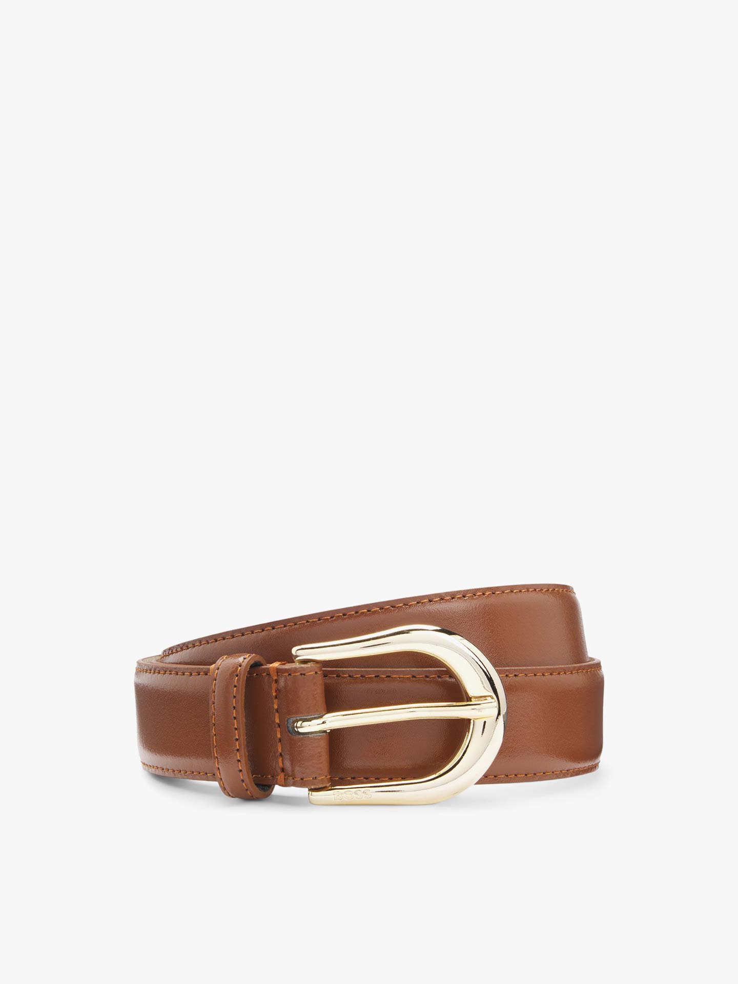 Cinto em Pele com Fivela Dourada